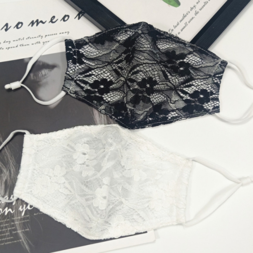 Set of Black and White Lace Face Mask